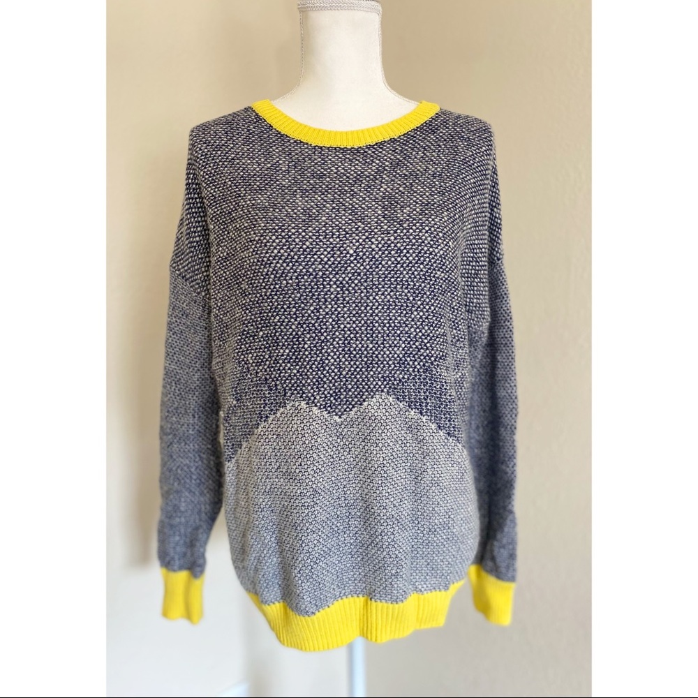 Trouve Knit Navy & Yellow Women’s Sweater